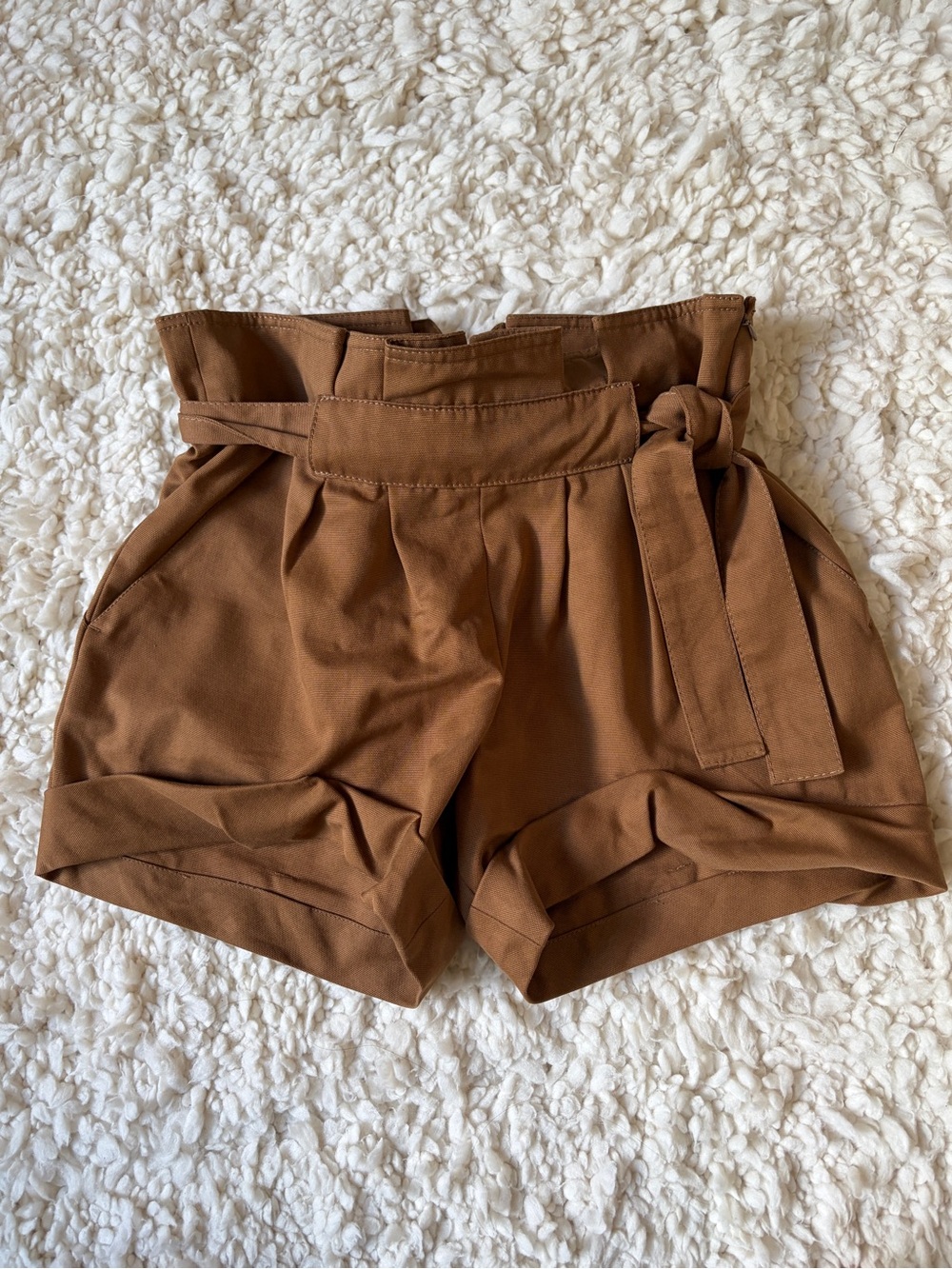 Vanessa Bruno High-Waist Tie Paperbag Shorts - Brown